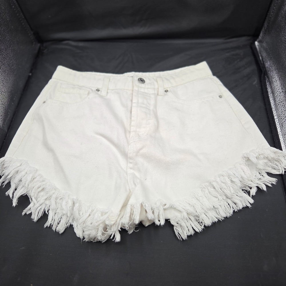 Wild Fable Shorts Womens Size 4 White Denim High Rise Fringe Hem